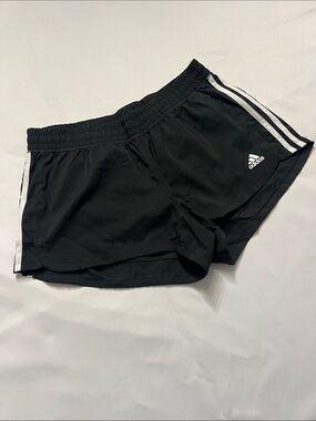 Adidas Black Shorts with White Three-Stripes Like New, Size Medium